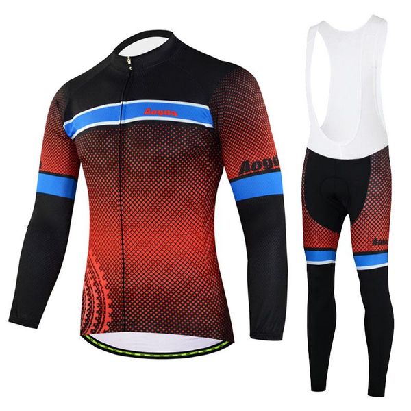 

racing sets aogda spring autumn long sleeve cycling jersey set men quick dry mountain bike clothing bicycle clothies outdoor ropa ciclismo, Black;blue