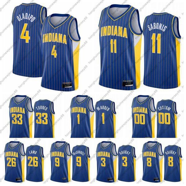 

ncaa men victor 4 oladipo domantas 11 sabonis myles 33 turner 2020/21 swingman city basketball jersey blue icon edition, Black