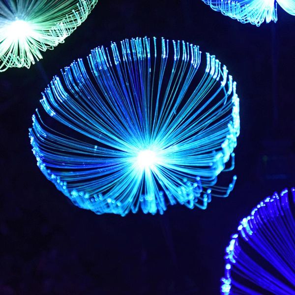 

solar led fiber optic jellyfish lawn lamp colorful light color changing festival decoration ground plug s7 lamps