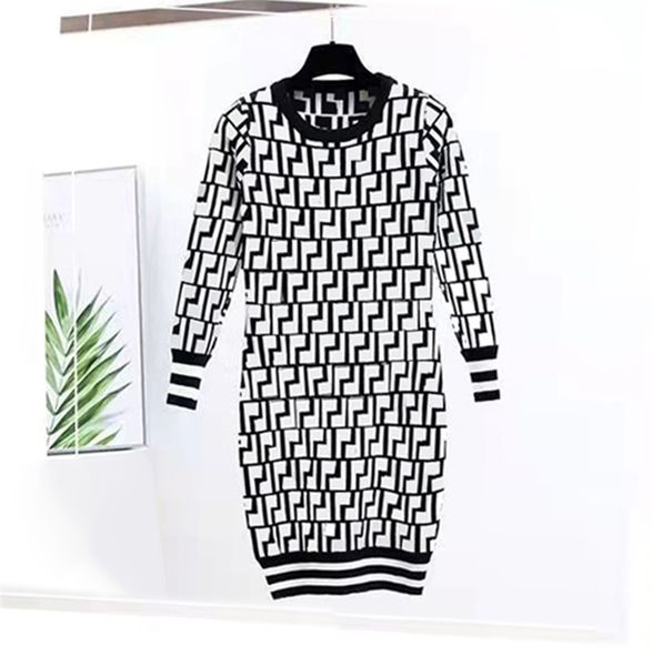 

designer women's sweater jumpers casual knit dress contrast long sleeve autumn fashion jumper letter pattern lady knitwear ladies swea, White;black