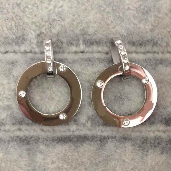 

never fading 3 colors ring pendant fashion studs cz stone stainless steel classic design extravagant styles earrings girls gifts wholesale, Golden;silver