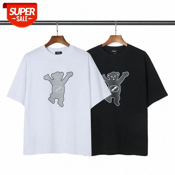 

bear zipper pattern round neck pullover for men and women with short-sleeved one-piece batch #gx1d, White;black