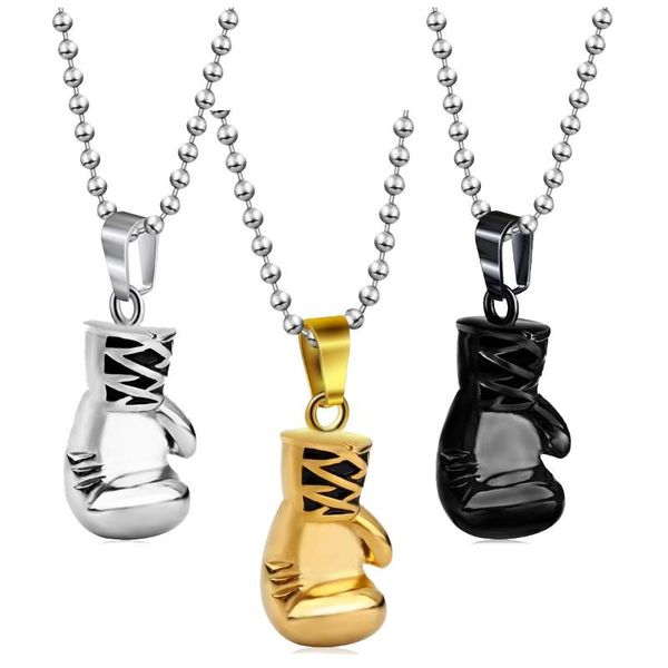 

pendant necklaces style design boxing gloves necklace punk men stainless steel gold plated trend underground hall jewelry, Silver