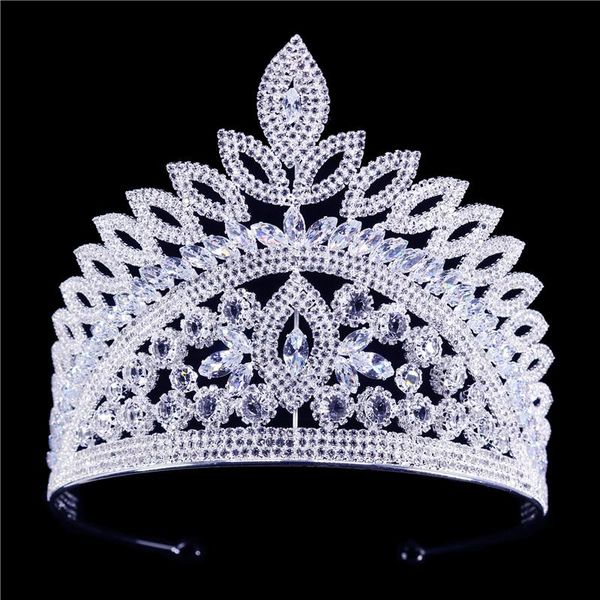 

hair clips & barrettes bridal classical couronne de mariage crowns luxury elliptical zircon wedding party big crystal crown for women dropsh, Golden;silver