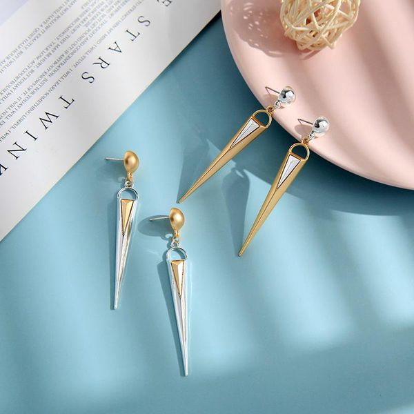 

dangle & chandelier balanbiu 2021 drop earrings for women gift minimalist contrast color conical alloy fashion jewelry accessory, Silver