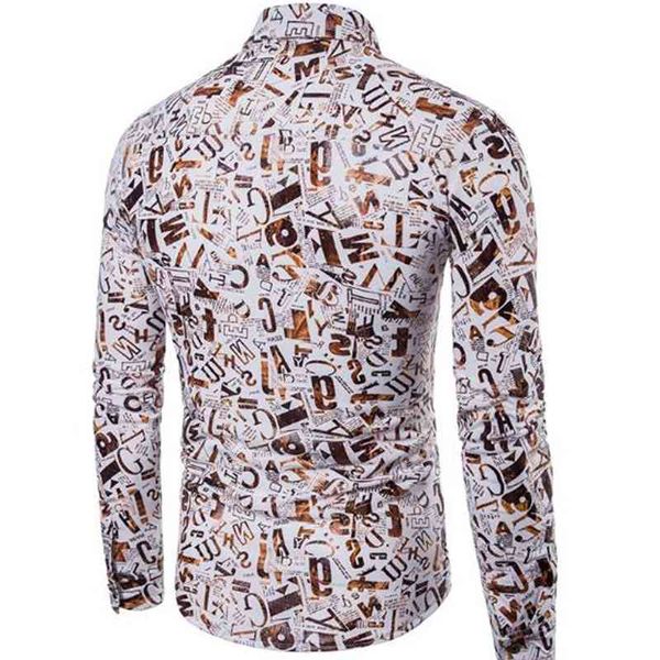 

european american men's spring autumn alphanumeric printing bronzing mens long-sleeved lapel shirt, White;black