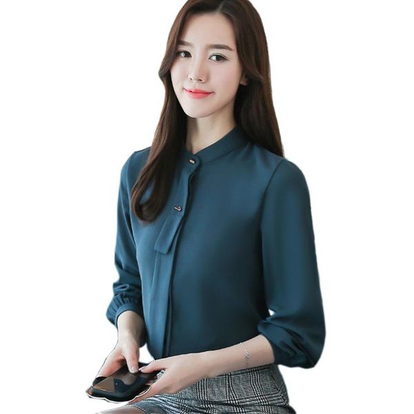 

women's blouses & shirts women and 2021 spring blouse elegant chiffon slim shirt long-sleeved, White