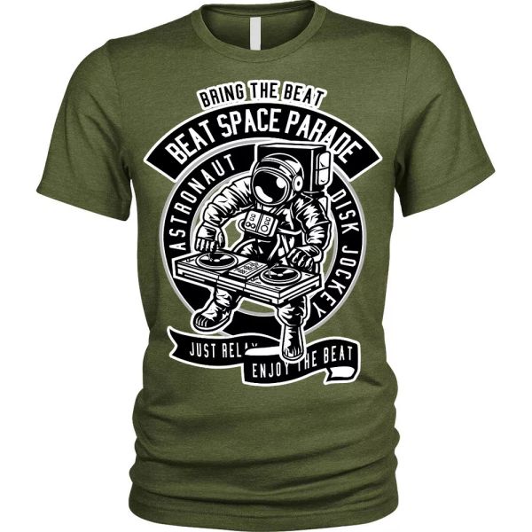 

astronaut disc jockey dj t-shirt bring the beat mens unisex, White;black