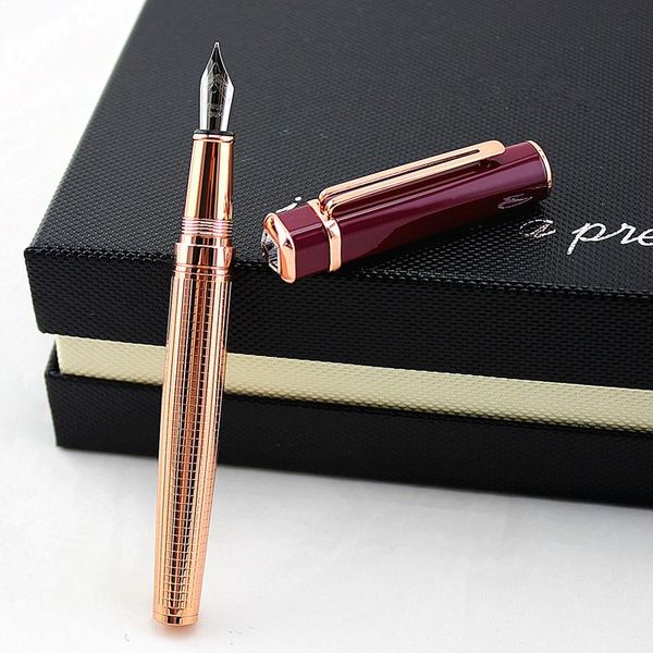 

metal fountain pen red and rose gold ink canetas for calligraphy writing gift office school supplies stationery pens