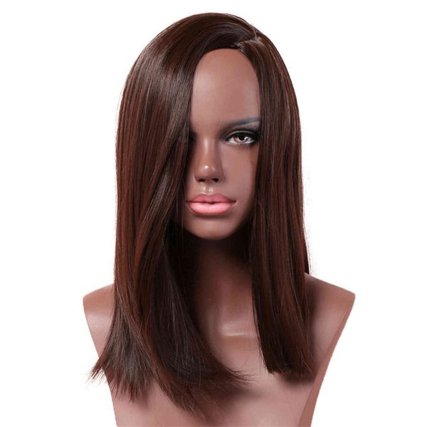 

wig female partial long straight hair black fashion, Black;brown