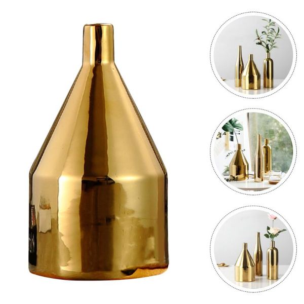 

vases 1pc simple style vase adornment ceramic decor flower (golden)