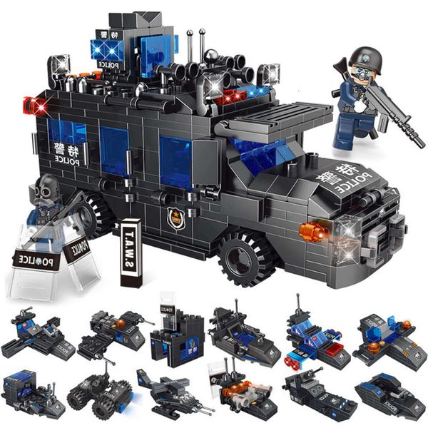 

assembled toys series building block toys special police flying tigers explosion proof armored vehicle compatible with lego small particles