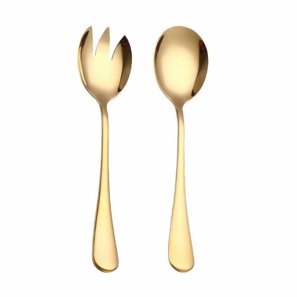 

spoons spklifey gold salad spoon fork 2pcs stainless steel cutlery set serving colorful unique