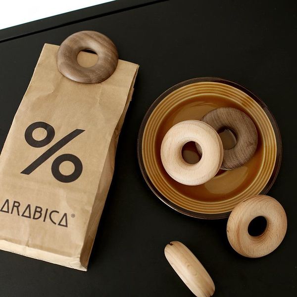 

bag clips wooden sealing clip, donut food moisture-proof round tea clip