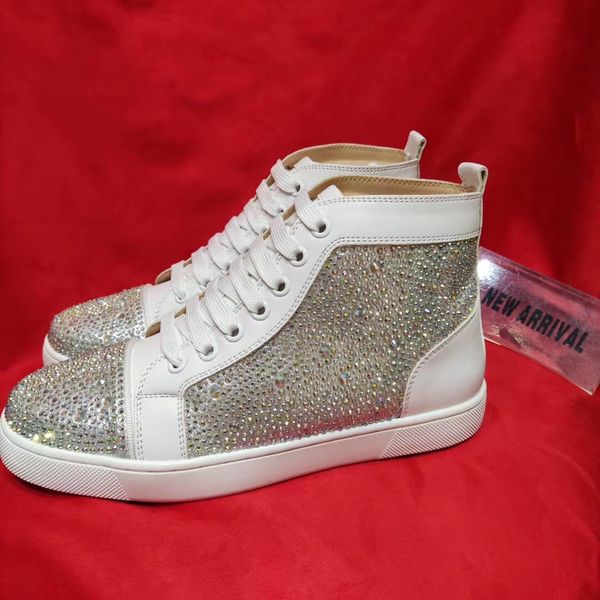 

autumn winter men's and women's boots designer fashion rhinestone high-nightclub couple rivet casual lace-up shoes, Black