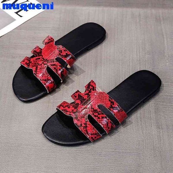

75% off factory outlet sale 2021 women sandals flat slippers summer female flip flops snake skin comfort outside beach slides ladies 3oxe, Black