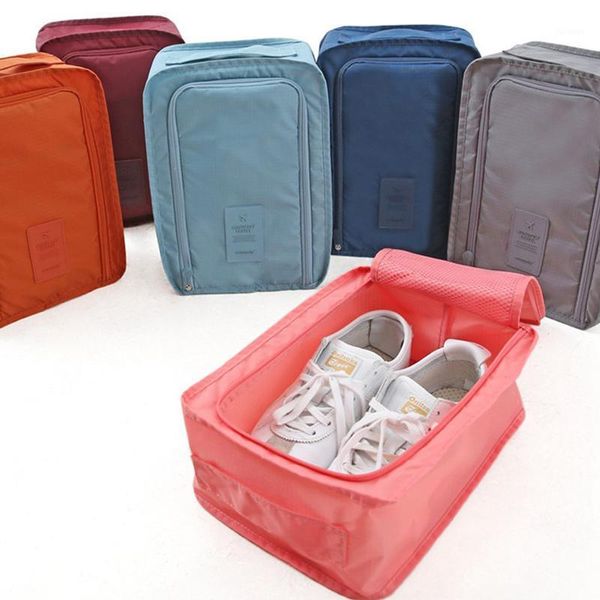 C2-conveniente Saco de Armazenamento de Viagem Nylon 6 Color Double-Layer Portátil Acabamento Bloqueio de Zíper Bloqueio Sacos de Storag