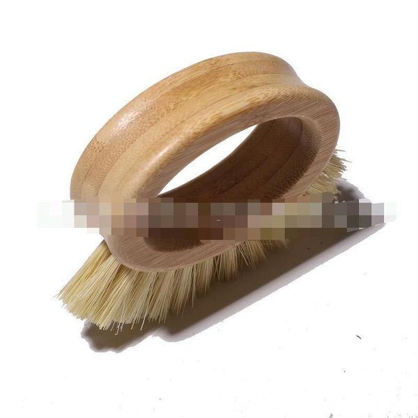 2021 Topfbürste Küche Gemüse- und Obstbürste Kreative ovale Bambus-Spülbürste Ring Sisal Hanf Reinigungsbürsten Schnelles Schiff
