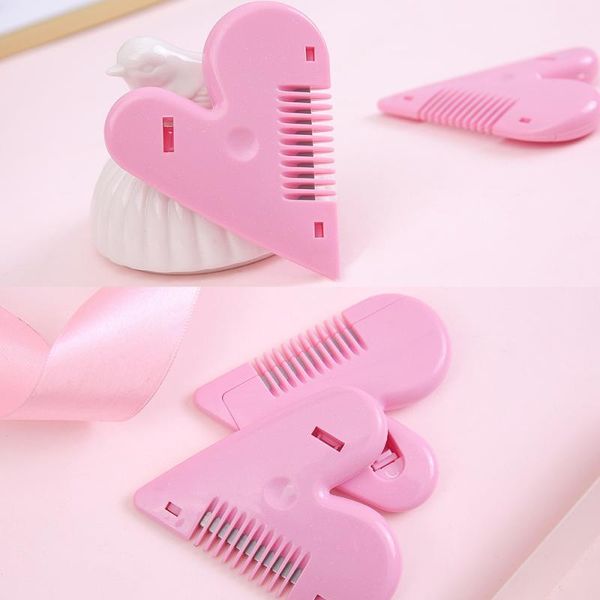 

hair brushes 1pc double side comb peach heart maiden trimming knife to trim bangs cutting women mini accessories, Silver