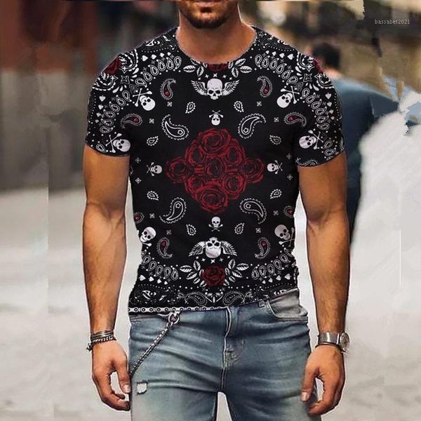 

men's t-shirts summer mens oversized vintage short sleeve t shirts fashion harajuku skull printed o collared ethnic tshirts camiseta ho, White;black