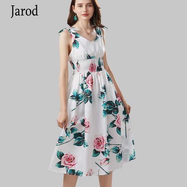 

summer holiday beach dress runway designer women elastic waist v neck rose floral print spaghetti strap patry 210526, Black;gray