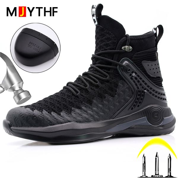 

high work boots men plus size 49 50 safety shoes boots for men protective shoes puncture-proof work sneakers steel toe shoes, Black