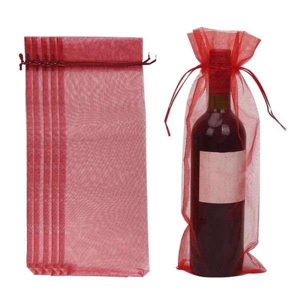 

gift wrap 10 pcs candy pouch packing wine bottle decorative bag solid organza fashion with drawstring wrapping storage party supplies