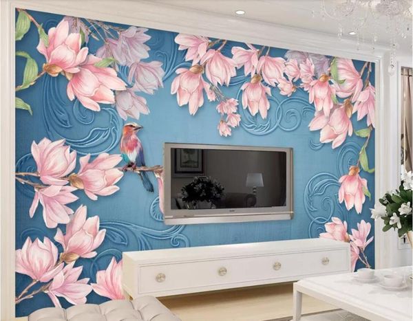 

wallpapers cjsir custom po wallpaper mural european magnolia and bird garden wind wall papers home decor papel de parede 3d decors