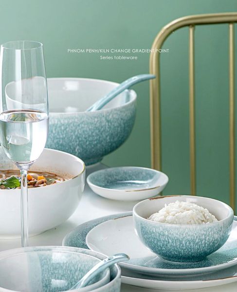 

bowls northern europe ceramics kiln glazed tableware household creative rice bowl salad ramen kitchenware cute
