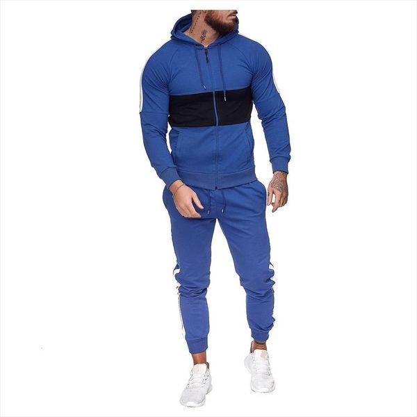 

sets splicing print hooded sweatshirt mens tracksuits pants zipper hoodie sportwear suit ropa casual clothes size  3xl, Gray