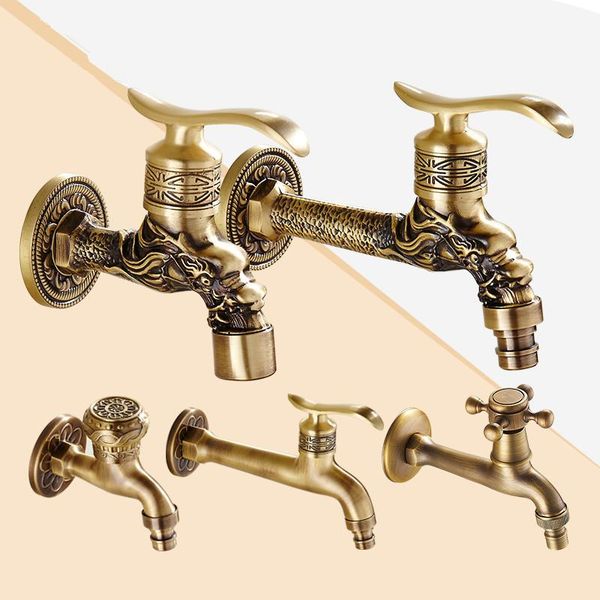 

bathroom sink faucets carved wall mount zinc alloy antique bibcock garden wash basin faucet decorative outdoor mop water tap