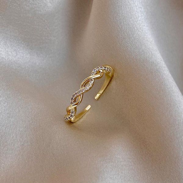 

cluster rings design sense gothic cross twist golden opening for woman 2021 fashion korean jewelry wedding party girl's unusual ring, Golden;silver