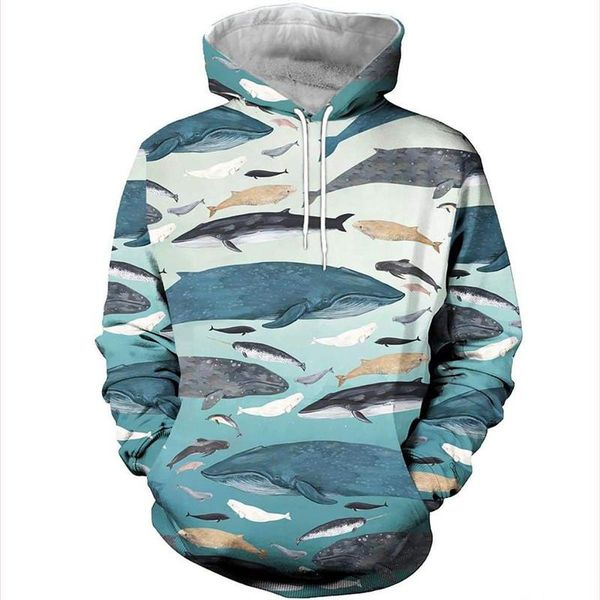 

fashion 3d full print whale shirt zipper hoodie sweatshirt men's hoodies & sweatshirts, Black