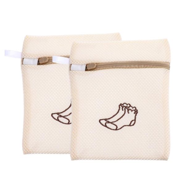 

laundry bags 5pcs thick net thicken socks washing mesh for home (beige)