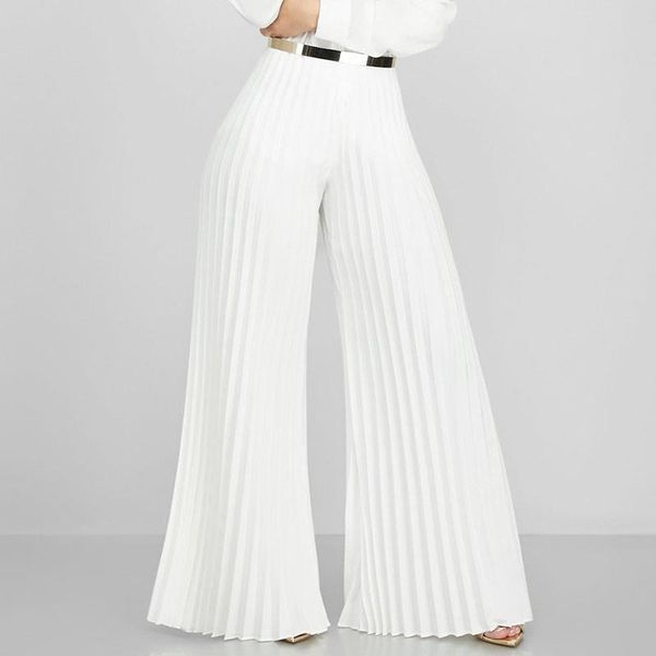 

office pleated wide leg autumn womens capris work business elegant long trousers loose high waisted palazzo, Black;white