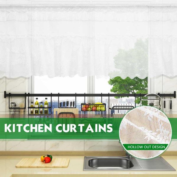 

45*150 kitchen cafe lace style ruffle window drape valance semi transparent voile curtains curtain & drapes