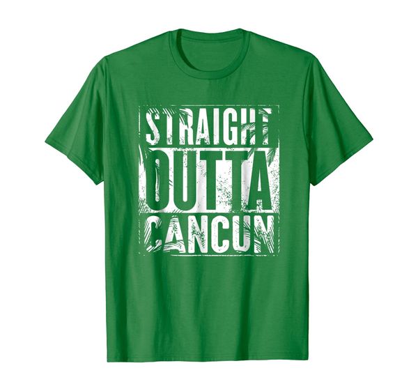 

straight outta cancun - palm tree - mexico souvenir t-shirt, White;black