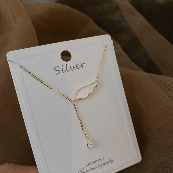 

pendant necklaces real gold plating shell wing necklace female clavicle chain tide cold wind contracted net red small skirt many design chok, Silver