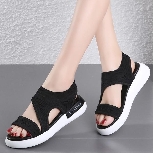 

sandals summer platform comfortable all-match women breathable temperament designer outdoor casual shoe, Black