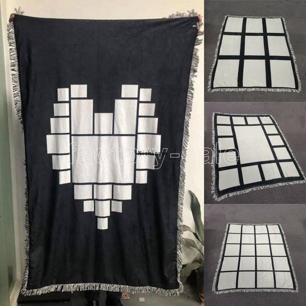 

9 penels blankets sublimation blanks throw for heat press with tassels heart moon shapes baby printed 125*150cm blanket textiles home