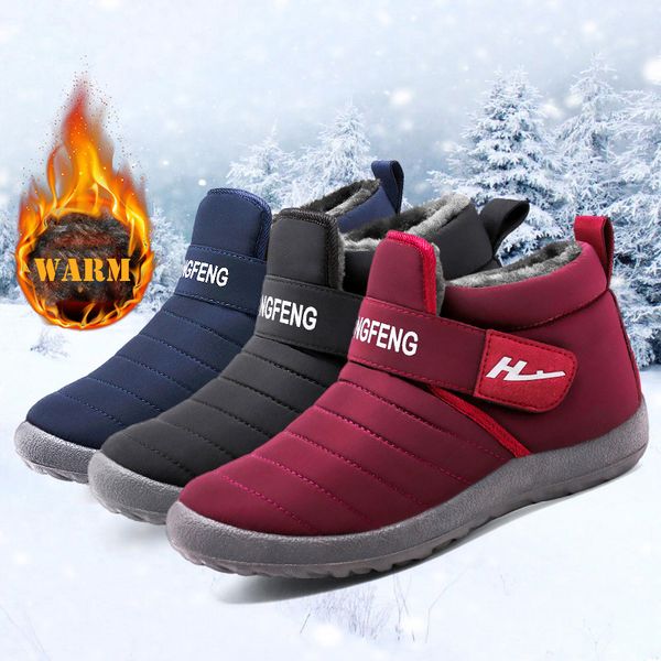

women boots waterproof snow boot female plush winter woman warm ankle botas mujer shoes lady womans plus size shoe, Black