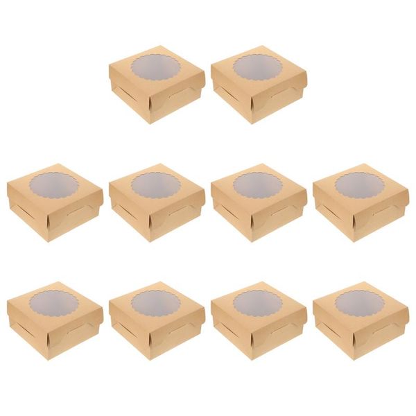 

gift wrap 1 set 10pcs 8in kraft paper cake packing boxes holders with window