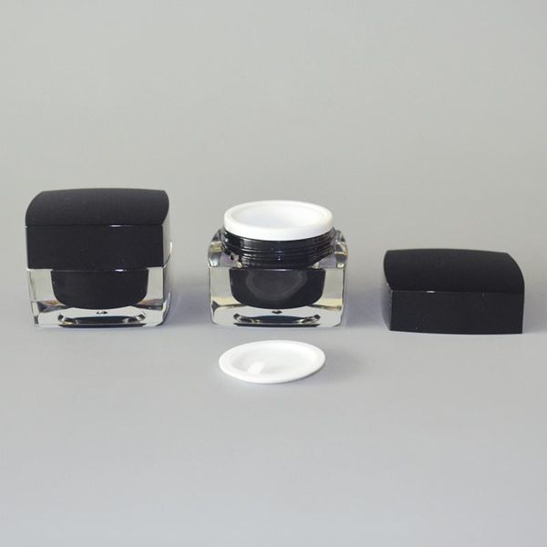 

storage bottles & jars 18pc 10g luxury square jar black lid travel cream acrylic packaging can print logo
