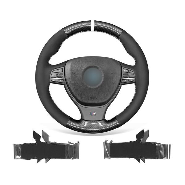 

non-slip durable black suede pu carbon fiber car steering wheel cover warp for bmw 5 series f11 m5 f10 f12