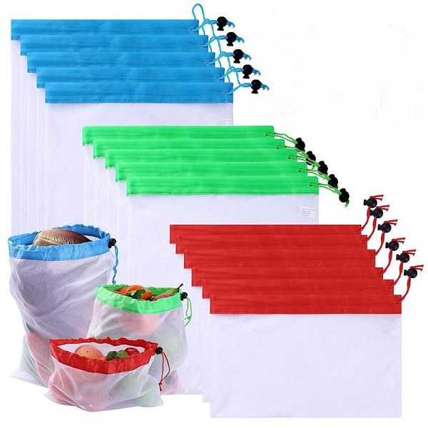 

storage bags 10/12pcs reusable rope mesh produce washable bag for grocery shopping fruit vegetable toys sundries organizer