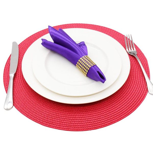 

mats & pads 18 colors pp woven round placemat linen table for kitchen dining desk drink 4pcs 38cm heat resistant coffee cup pad