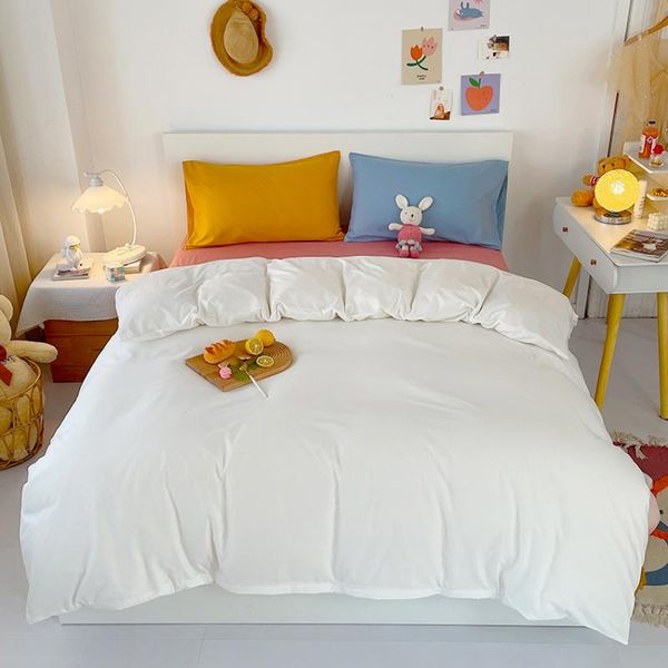 

bedding sets nordic solid color beding set candy duvet cover flat bed sheet pillowcases bedclothes coverlet quilt  king