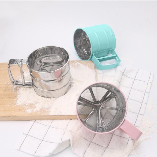 

baking & pastry tools stainless steel mesh flour sifter mechanical icing sugar shaker sieve cup shape bakeware