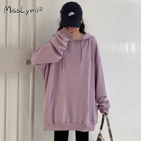 

women's hoodies & sweatshirts xl-4xl plus size women autumn 2021 fashion loose casual long sleeve oversized hooded cotton sweatshirt pu, Black