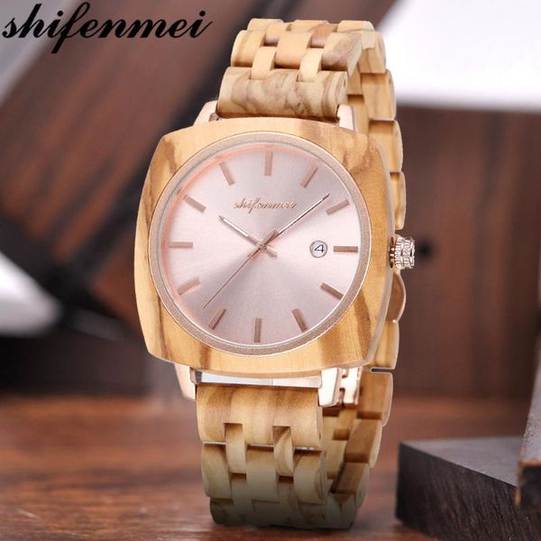 

wristwatches shifenmei wood men's quartz watches men sport watch mens clock man casual military wristwatch relogio masculin, Slivery;brown